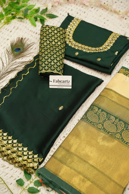 Pranavi Women's Woven Design zari work Half Saree with Embroidered Blouse and Dupatta