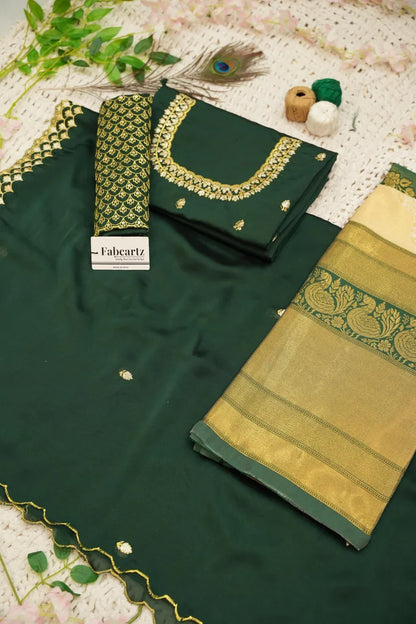 Pranavi Women's Woven Design zari work Half Saree with Embroidered Blouse and Dupatta