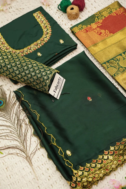 Pranavi Women's Woven Design zari work Half Saree with Embroidered Blouse and Dupatta