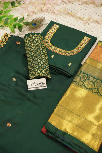Pranavi Women's Woven Design zari work Half Saree with Embroidered Blouse and Dupatta