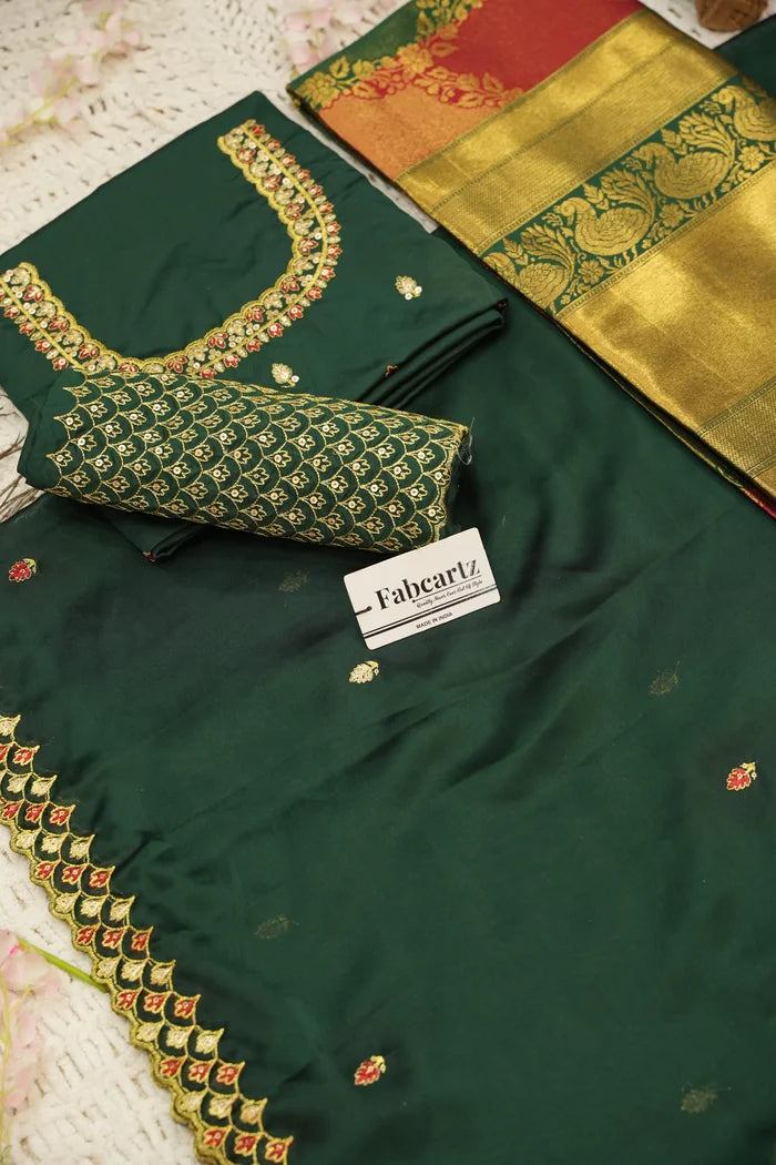 Pranavi Women's Woven Design zari work Half Saree with Embroidered Blouse and Dupatta