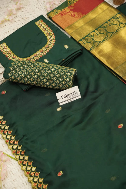 Pranavi Women's Woven Design zari work Half Saree with Embroidered Blouse and Dupatta