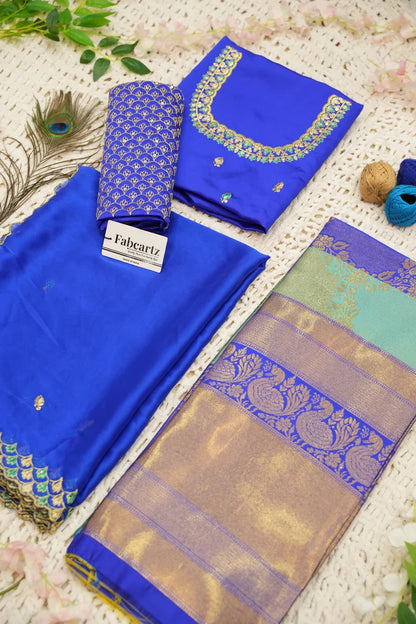 Pranavi Women's Woven Design zari work Half Saree with Embroidered Blouse and Dupatta