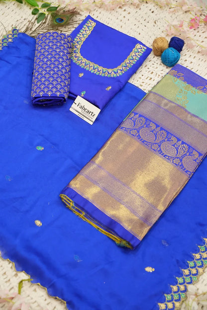 Pranavi Women's Woven Design zari work Half Saree with Embroidered Blouse and Dupatta