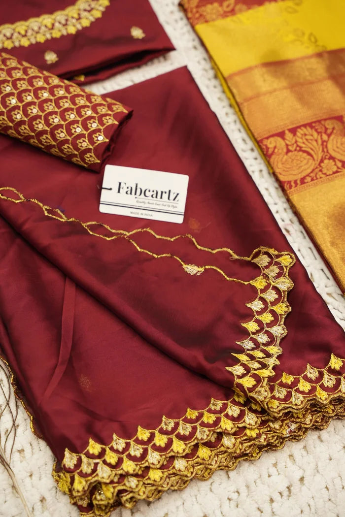 Pranavi Women's Woven Design zari work Half Saree with Embroidered Blouse and Dupatta