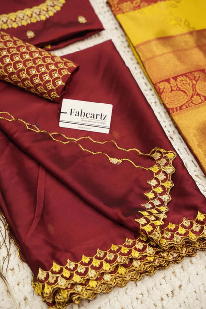Pranavi Women's Woven Design zari work Half Saree with Embroidered Blouse and Dupatta