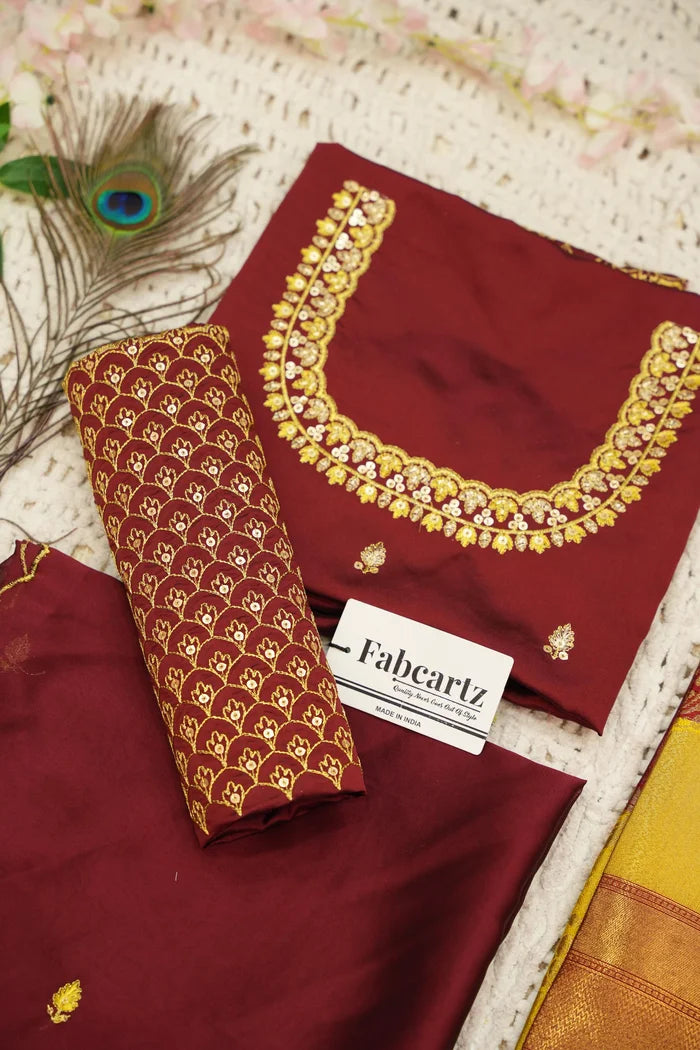 Pranavi Women's Woven Design zari work Half Saree with Embroidered Blouse and Dupatta
