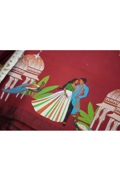 Taj Mahal Women's Woven Design zari work Half Saree with Embroidered Blouse and Dupatta