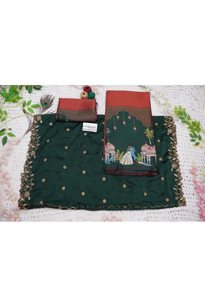 Taj Mahal Women's Woven Design zari work Half Saree with Embroidered Blouse and Dupatta