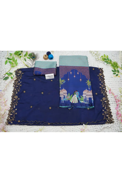 Taj Mahal Women's Woven Design zari work Half Saree with Embroidered Blouse and Dupatta