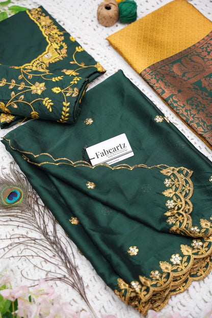PihuPattu  Women's Woven Design zari work Half Saree with Embroidered Blouse and Dupatta
