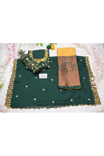 PihuPattu  Women's Woven Design zari work Half Saree with Embroidered Blouse and Dupatta