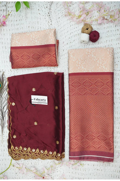 SudhaPattu  Women's Woven Design zari work Half Saree with Embroidered Blouse and Dupatta