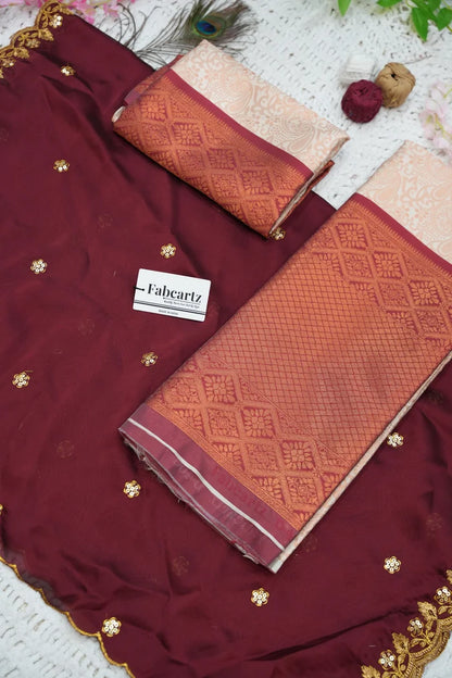 SudhaPattu  Women's Woven Design zari work Half Saree with Embroidered Blouse and Dupatta