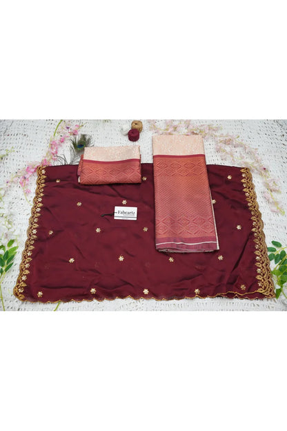 SudhaPattu  Women's Woven Design zari work Half Saree with Embroidered Blouse and Dupatta