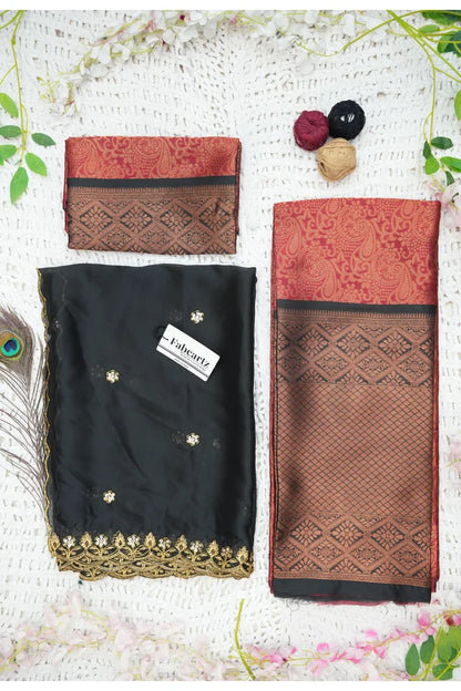 SudhaPattu  Women's Woven Design zari work Half Saree with Embroidered Blouse and Dupatta