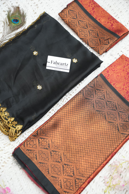 SudhaPattu  Women's Woven Design zari work Half Saree with Embroidered Blouse and Dupatta