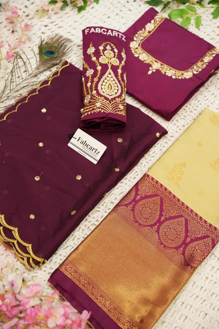 BittuPattu  Women's Woven Design zari work Half Saree with Embroidered Blouse and Dupatta
