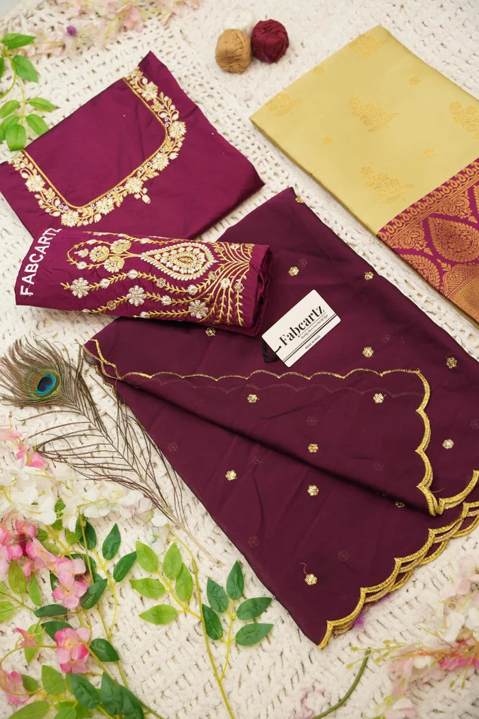 BittuPattu  Women's Woven Design zari work Half Saree with Embroidered Blouse and Dupatta