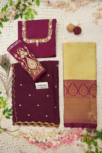 BittuPattu  Women's Woven Design zari work Half Saree with Embroidered Blouse and Dupatta
