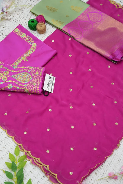BittuPattu  Women's Woven Design zari work Half Saree with Embroidered Blouse and Dupatta