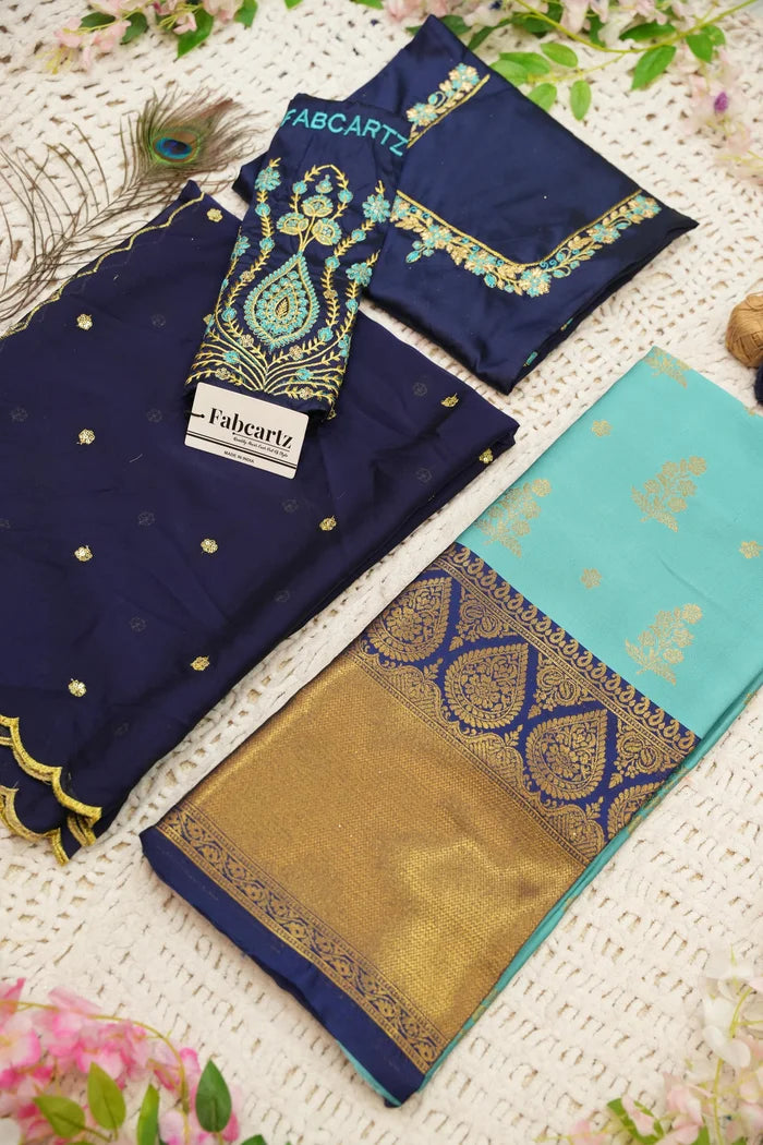 BittuPattu  Women's Woven Design zari work Half Saree with Embroidered Blouse and Dupatta