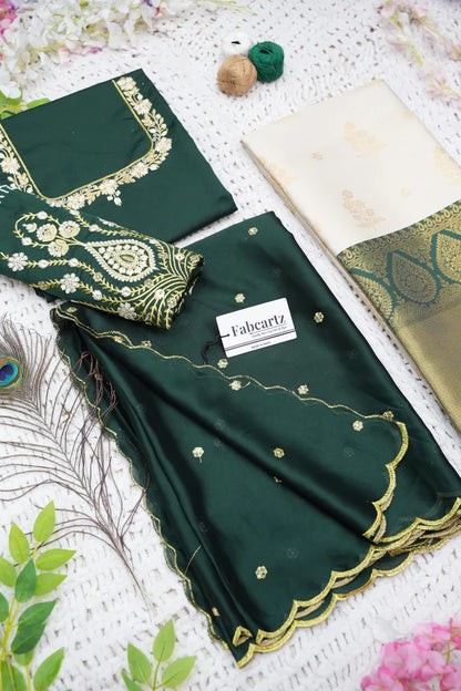 BittuPattu  Women's Woven Design zari work Half Saree with Embroidered Blouse and Dupatta