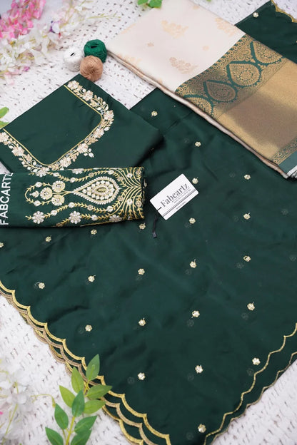 BittuPattu  Women's Woven Design zari work Half Saree with Embroidered Blouse and Dupatta