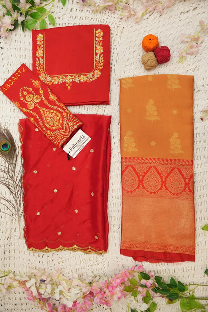BittuPattu  Women's Woven Design zari work Half Saree with Embroidered Blouse and Dupatta