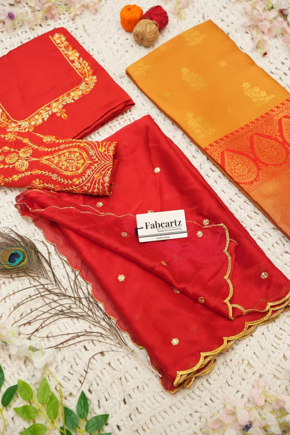 BittuPattu  Women's Woven Design zari work Half Saree with Embroidered Blouse and Dupatta