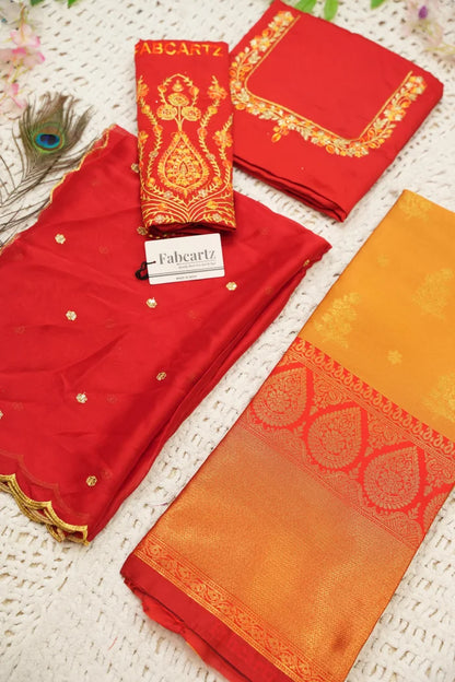 BittuPattu  Women's Woven Design zari work Half Saree with Embroidered Blouse and Dupatta