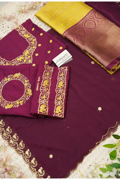 HathiGhoda Women's Woven Design zari work Half Saree with Embroidered Blouse and Dupatta