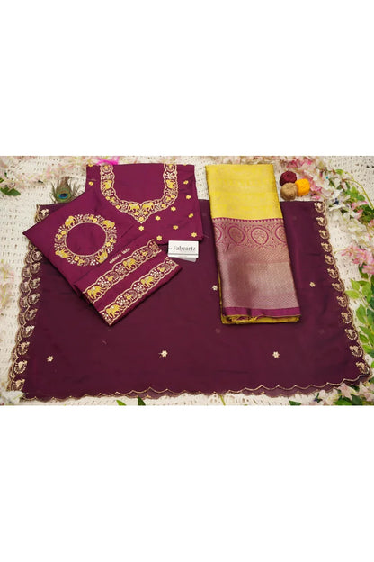 HathiGhoda Women's Woven Design zari work Half Saree with Embroidered Blouse and Dupatta