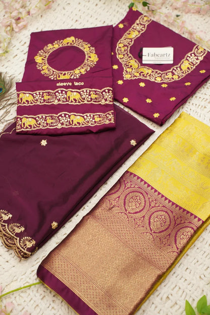 HathiGhoda Women's Woven Design zari work Half Saree with Embroidered Blouse and Dupatta
