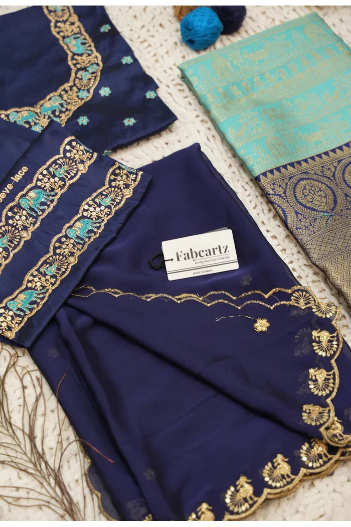 HathiGhoda Women's Woven Design zari work Half Saree with Embroidered Blouse and Dupatta