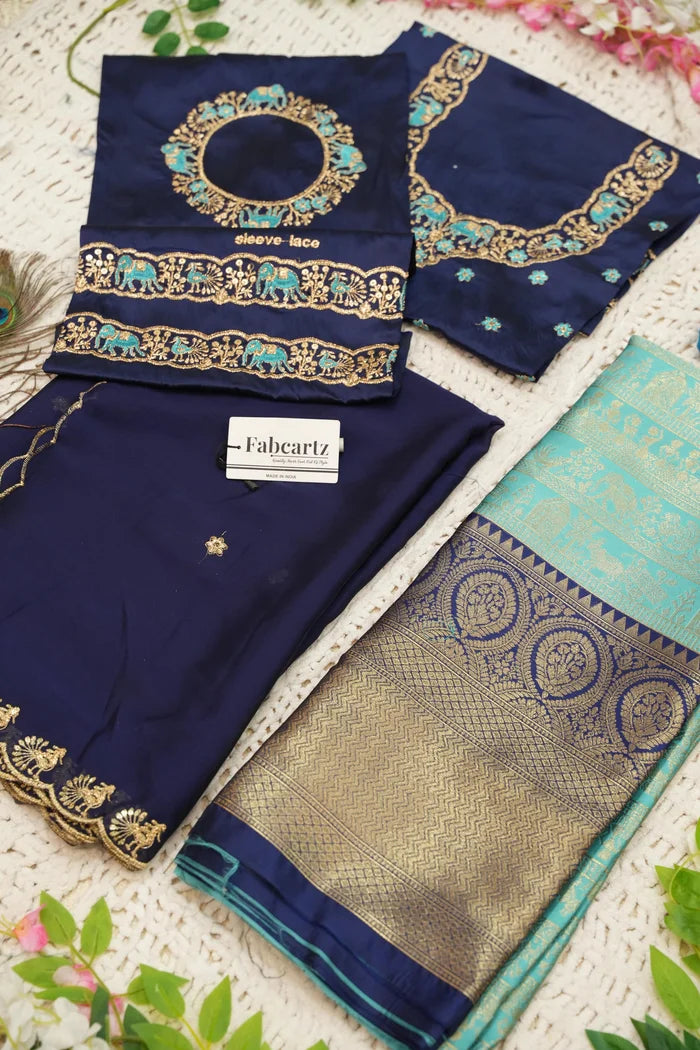 HathiGhoda Women's Woven Design zari work Half Saree with Embroidered Blouse and Dupatta