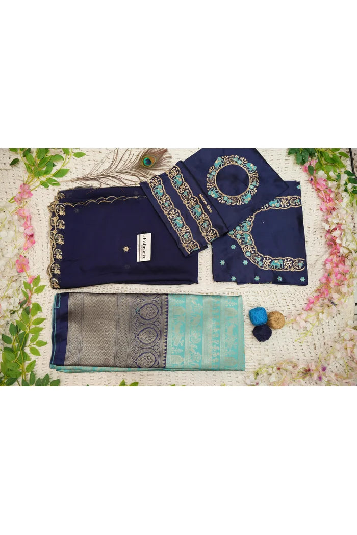 HathiGhoda Women's Woven Design zari work Half Saree with Embroidered Blouse and Dupatta
