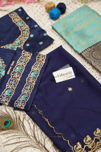 HathiGhoda Women's Woven Design zari work Half Saree with Embroidered Blouse and Dupatta