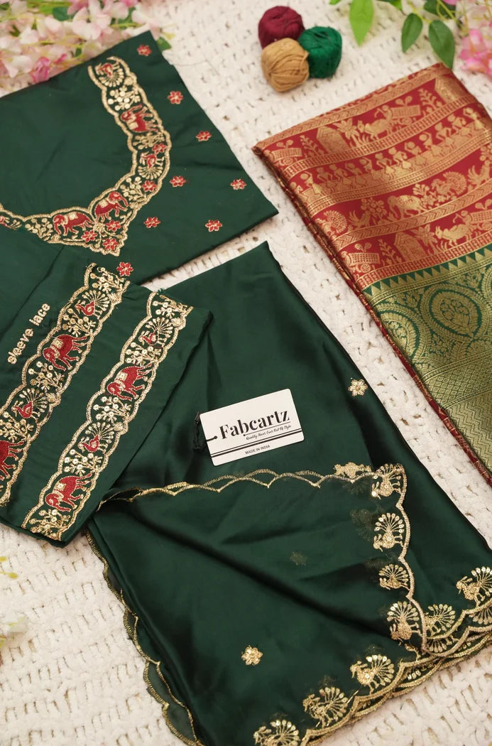 HathiGhoda Women's Woven Design zari work Half Saree with Embroidered Blouse and Dupatta