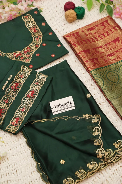 HathiGhoda Women's Woven Design zari work Half Saree with Embroidered Blouse and Dupatta
