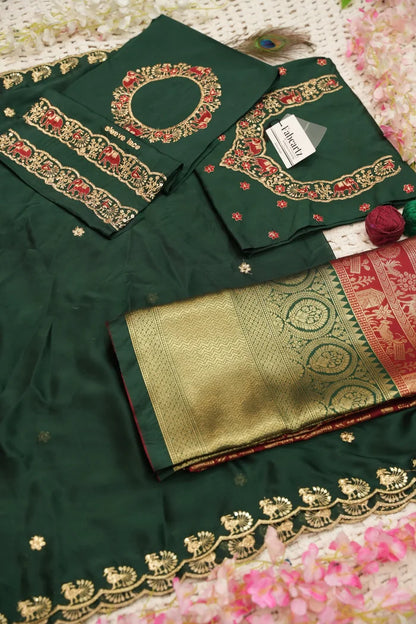 HathiGhoda Women's Woven Design zari work Half Saree with Embroidered Blouse and Dupatta