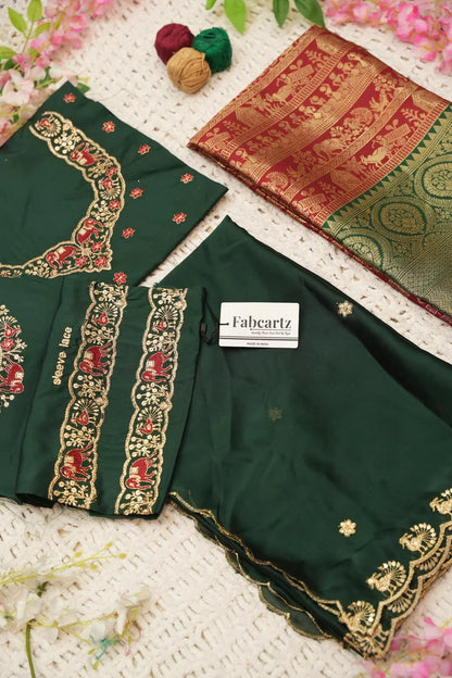 HathiGhoda Women's Woven Design zari work Half Saree with Embroidered Blouse and Dupatta