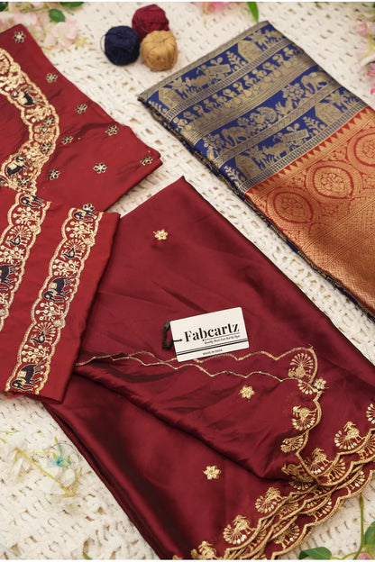 HathiGhoda Women's Woven Design zari work Half Saree with Embroidered Blouse and Dupatta