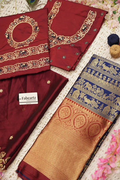 HathiGhoda Women's Woven Design zari work Half Saree with Embroidered Blouse and Dupatta