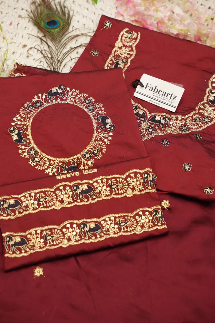 HathiGhoda Women's Woven Design zari work Half Saree with Embroidered Blouse and Dupatta