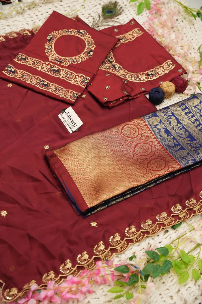 HathiGhoda Women's Woven Design zari work Half Saree with Embroidered Blouse and Dupatta