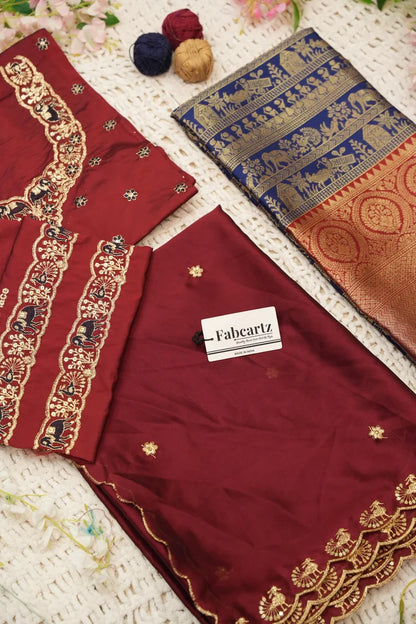 HathiGhoda Women's Woven Design zari work Half Saree with Embroidered Blouse and Dupatta