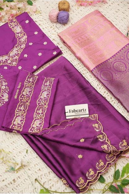 HathiGhoda Women's Woven Design zari work Half Saree with Embroidered Blouse and Dupatta