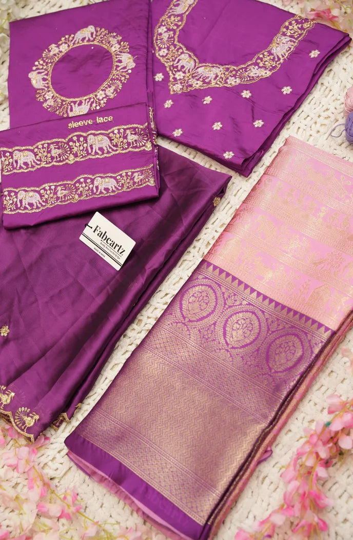 HathiGhoda Women's Woven Design zari work Half Saree with Embroidered Blouse and Dupatta