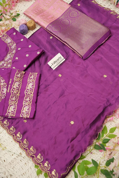 HathiGhoda Women's Woven Design zari work Half Saree with Embroidered Blouse and Dupatta